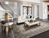 8 x 10  Gray Beige Teal Color Hand Knotted All-Over 100% Wool Traditional Oriental Rug